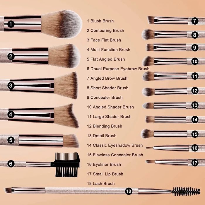 Conjunto kit 18 pincéis de maquilhagem sintéticos e suaves NOVO SELADO