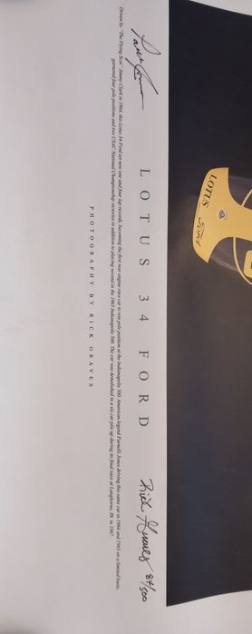 Foto Lotus /Ford 34, autografada pelo autor .
