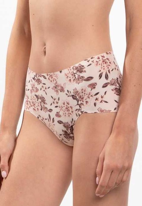 Figi damskie bikini, cięte laserowo, w kwiaty, kremowe, rozm. XXL