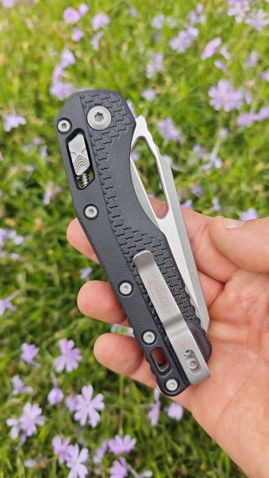 Складний ніж з якістю ювелірного виробу Microtech MSI S/E Tri-Grip Polymer Black StoneWash Apocalyptic Standard,преміум сталь,титановий бекспейсер нож