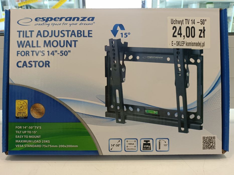 NOWY uchwyt TV 14"-50" max.25kg Esperanza CASTOR Komis Madej Sosnowiec