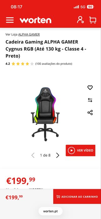 Cadeira alpha gamer com leds