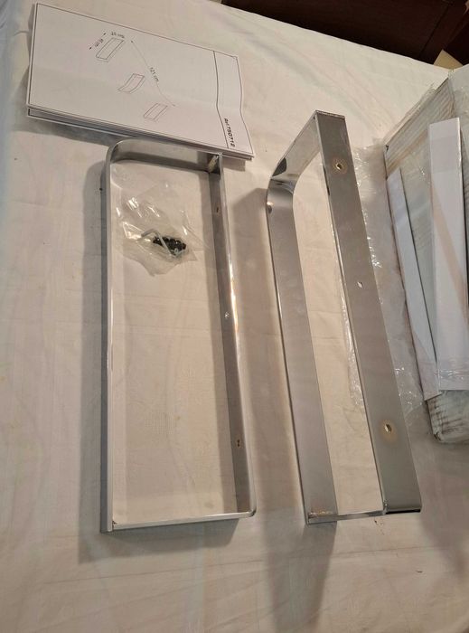 Conjunto de 2 suportes de parede para tampo de lavatório (cromado)