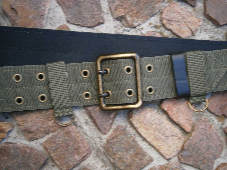 Ремінь офіцерський польовий олива стропа + шкіра 115 см