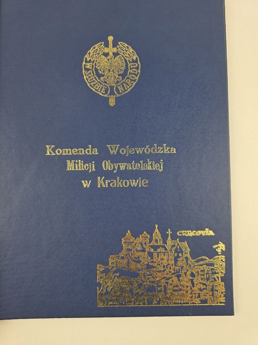 Oryginalne Podziękowanie KWMO Kraków 1981 r. PRL Pamiątka Milicja Obywatelska