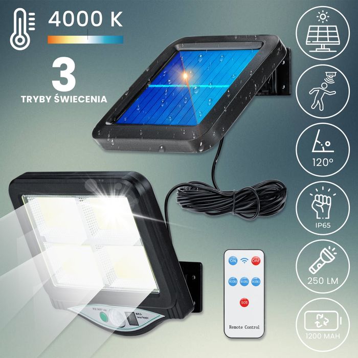 Lampa solarna zestaw z pilotem