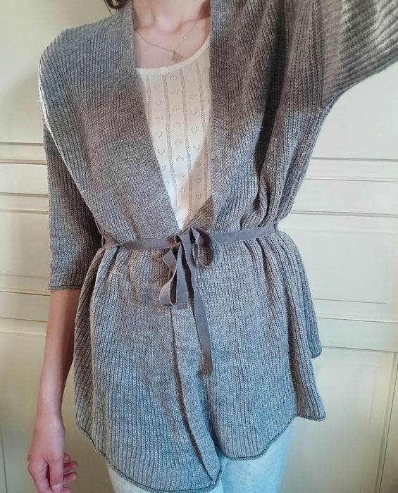 Sweter/ Kardigan jedwab + len  Bruno Manetti/ Roz Uniwersalny
