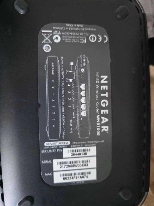Router Netgear WNR1000 - 802.11b/g/n 150Mb/s 1xWAN 4xLAN