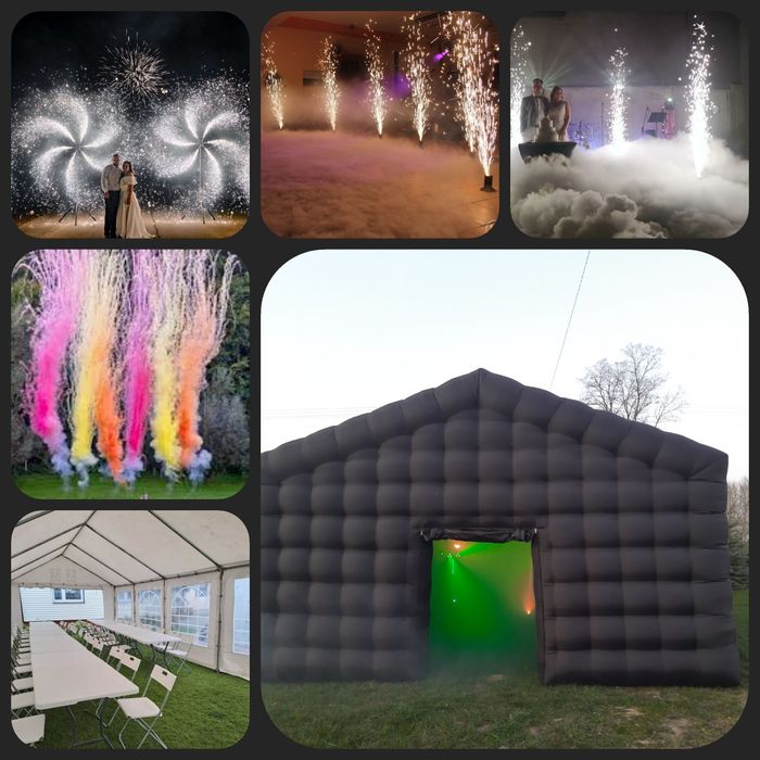 Wynajem ciężki dym, wiatraki iskier,miny dymne, fontanny iskier,namiot