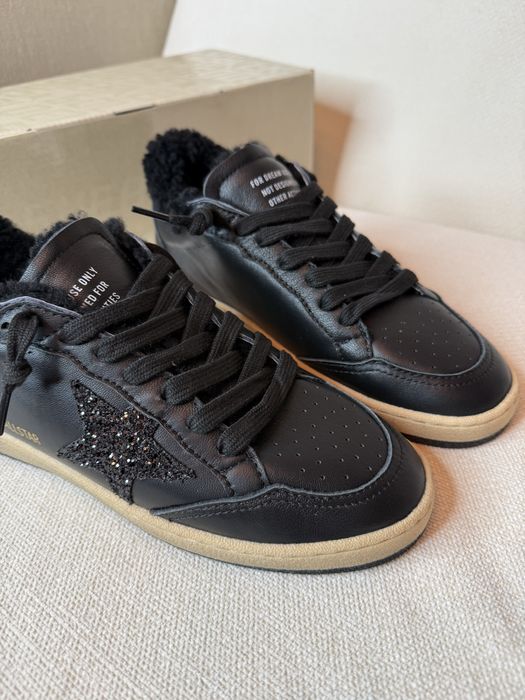 Кеди Golden Goose зимові чорні з хутром, голден гус