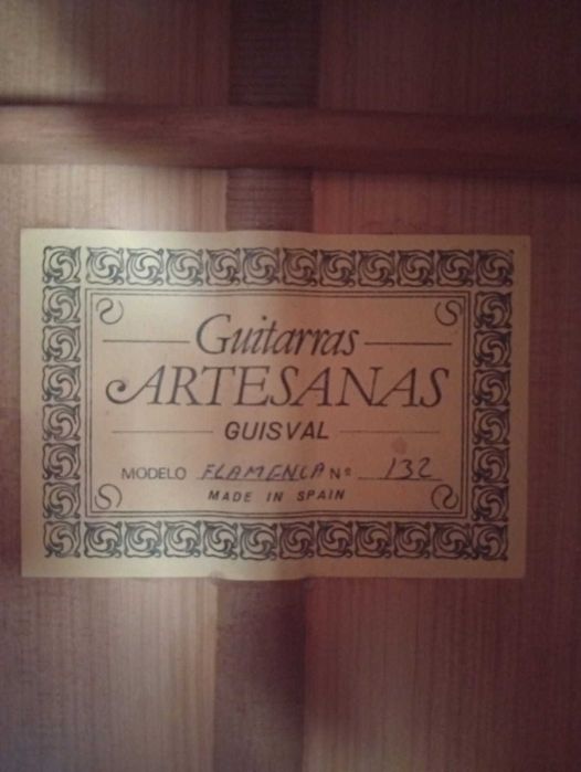 Guitarra Flamenca Espanhola GUISVAL, n.o132, anos 80 + Hard Case