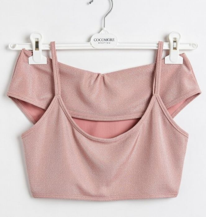 Strój kąpielowy brokatowy różowy