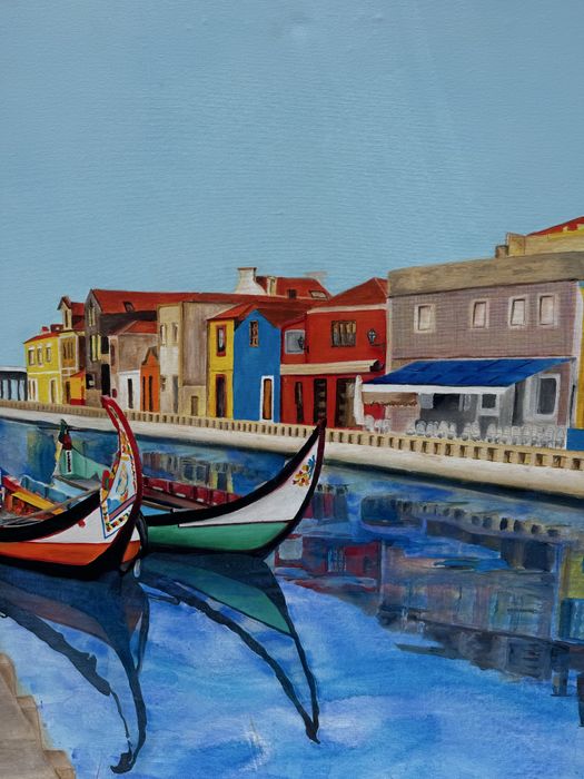 Aveiro - moliceiros no canal - pintura sobre tela