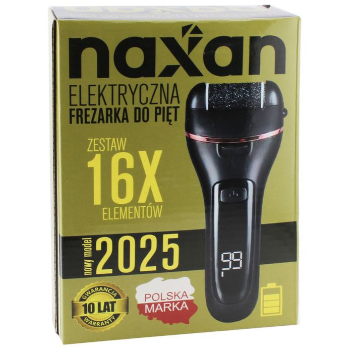 Elektryczny pilnik do stóp Naxan | 16 elementów | 3 głowice | LED | USB