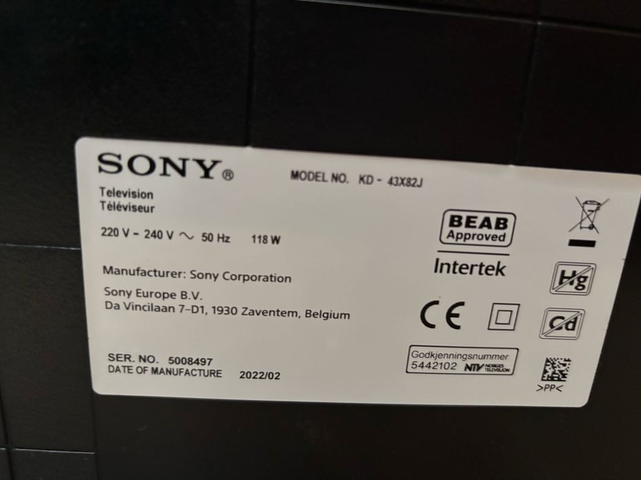 Telewizor LED Sony 43 cale z Androidem,Smartem i dekoderem DVBT2