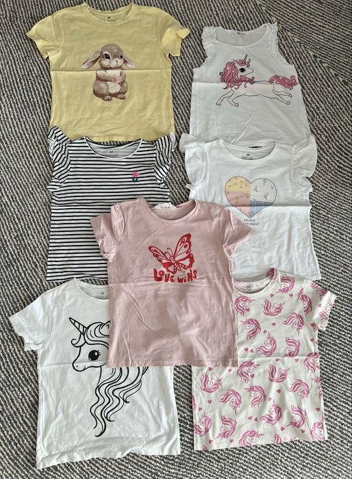 Koszulki z krótkim rękawem HM (x 13) i inne zestaw 19 szt. rozmiar 134