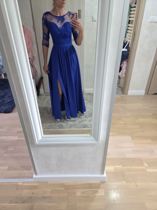 Suknia balowa chabrowa weselna r.xs