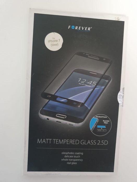 Szkło hartowane iPhone 7 8 silver srebrny