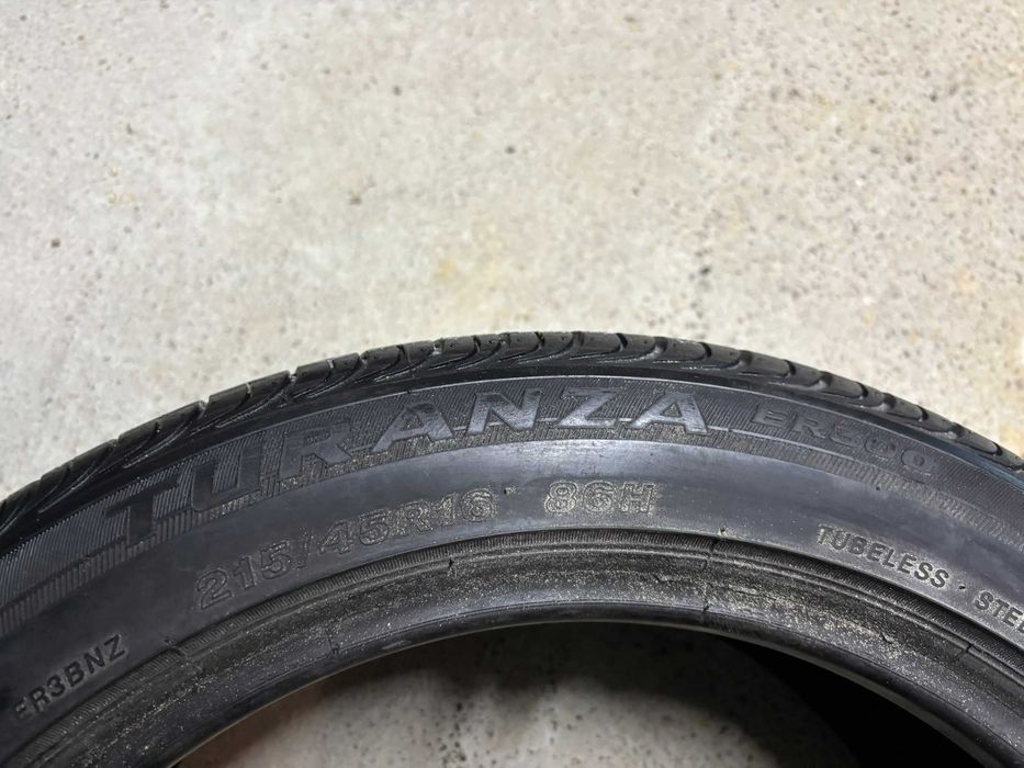 4X OPONY LETNIE 215/45R16 86H Bridgestone Turanza ER300 Rant Ochronny 6.9MM SPRAWDZONE CAŁE! #P230508