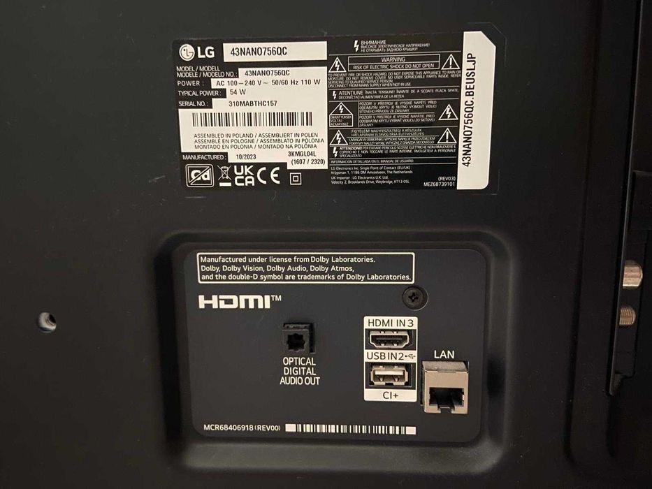 Vende-se TV LG 43NANO756QC (Nano Cell - 43'' - PREMIUM UHD - Smart TV)