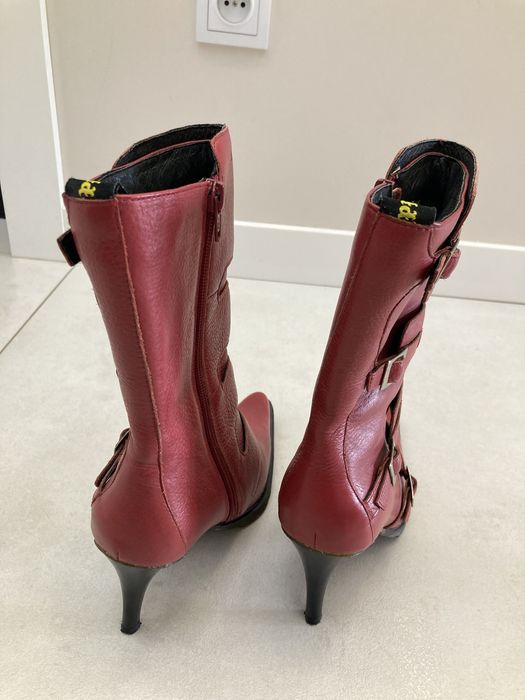 Buty na obcasie PEPE JEANS LONDON - rozmiar 36 czerwone - jak nowe!