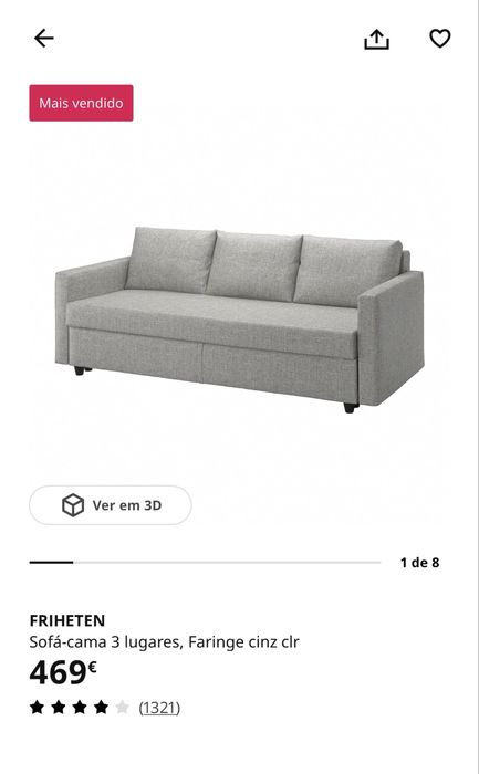Sofá cama 3 lugares Ikea