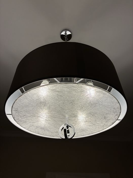 Żyrandol w styli hamptons glamour 4 żarówki czarny srebrny Primavera