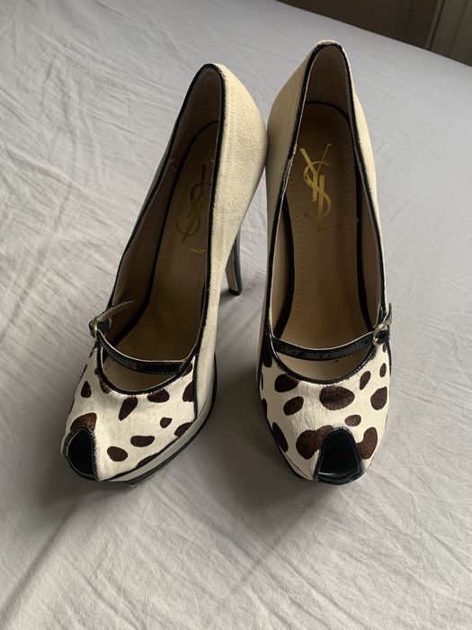 Yves Saint Laurent rozm 38 szpilki z kotywem zwierzecym