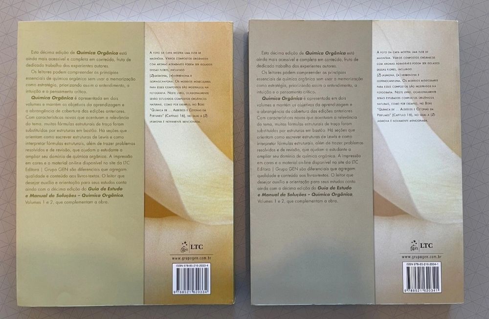 Livros de Química Orgânica Solomons Vol. 1 e 2 - NOVOS