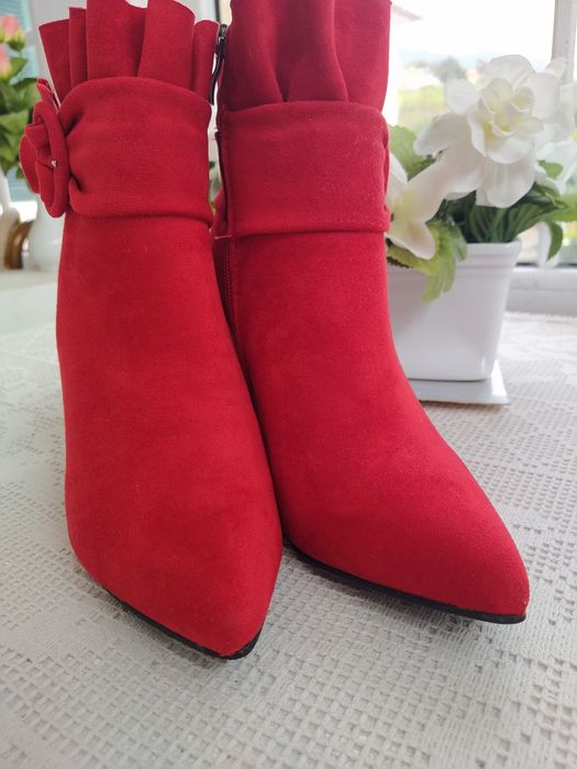 Botas / botins vermelhos originais e elegantes - Kamosa - Tamanho 37