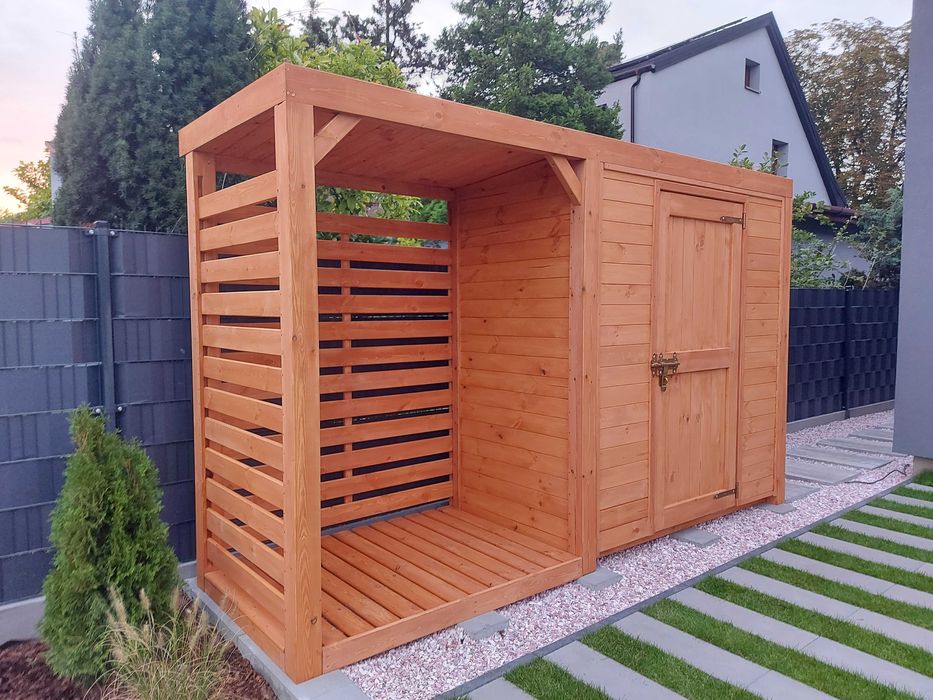Domek narzędziowy  z drewutnią 3,5 x 1,1m, solidna zabudowa ogrodowa