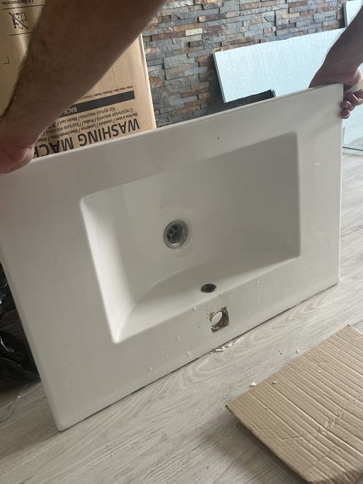 Móvel de casa de banho com lavatorio moderno em cinza