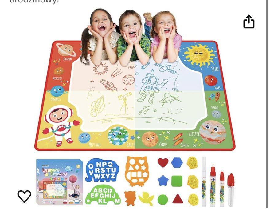 Dywan rysunkowy dla dzieci ! Rysowanie wodą! 4 os.