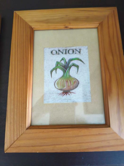 Par de Quadros Decorativos para Cozinha - Moldura em Madeira (23x18)