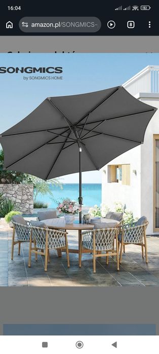 Parasol klasyczny Songmics szary 340 x 246 cm