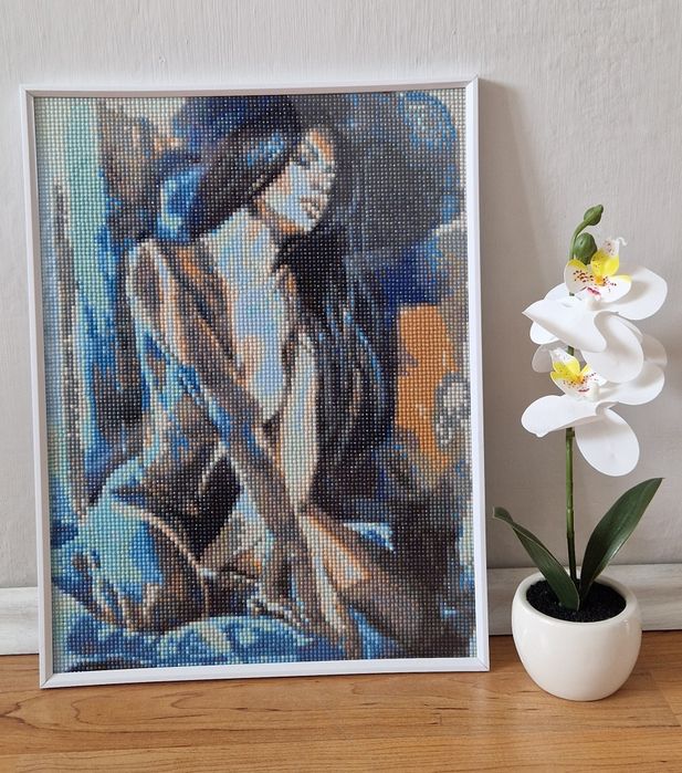 Haft diamentowy, diamond painting, motyw kobiety