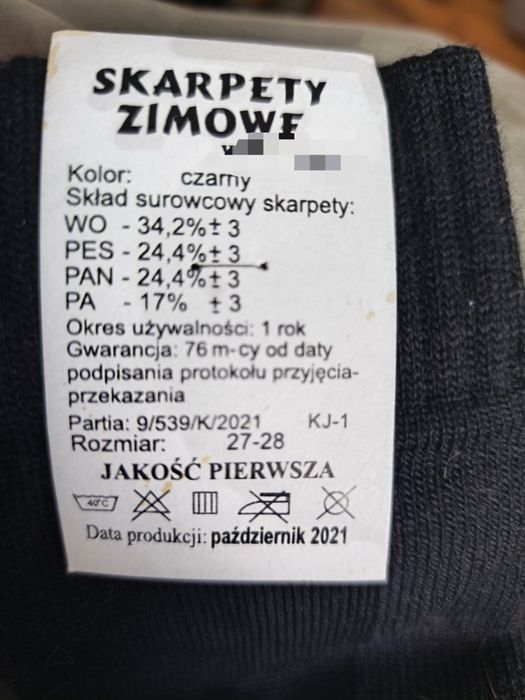 Skarpety grube 1 jakość