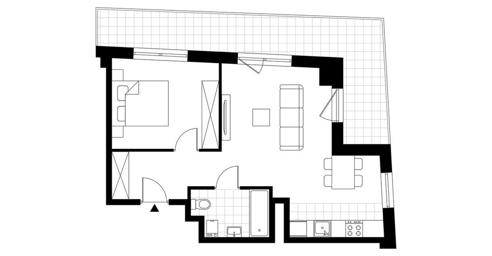 1-pokojowe mieszkanie 45m2 + loggia Bezpośrednio