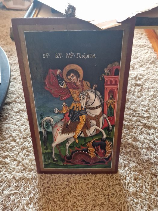 Quadro pintado sobre madeira. "Cavaleiro"