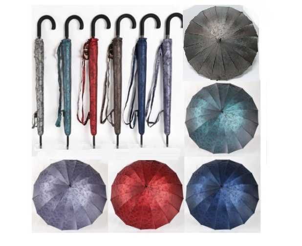 Женский зонт трость 16 спиц полуавтомат антиветер жаккард