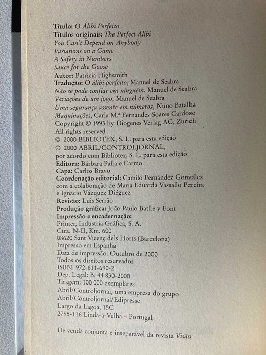 O Álibi Perfeito, de Patricia Highsmith