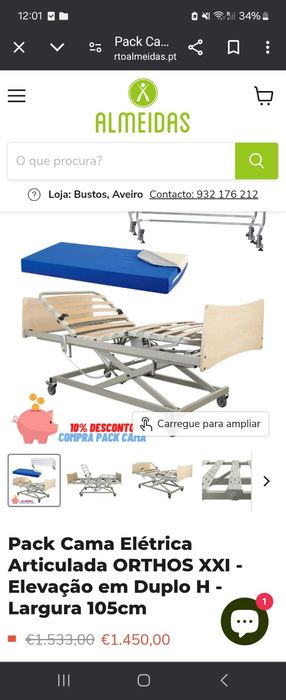 Cama articulada elétrica com colchão