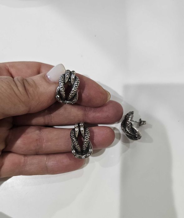 Conjunto anel e brincos em prata