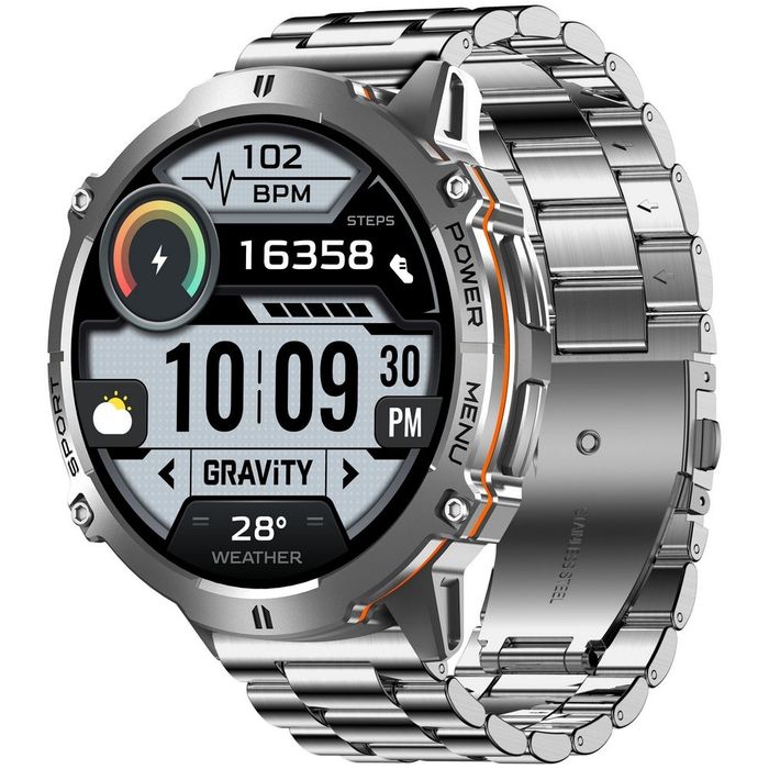 smartwatch gravity grafitowy pasek + bransoleta gt42-4