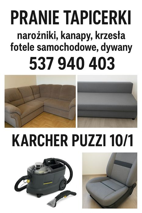 Pranie tapicerki odkurzaczem ekstrakcyjnym