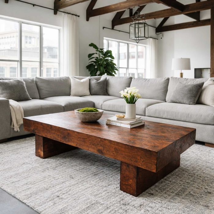 stol drewniany stol do salony lite drewno kolor debowy masywny loft rustykalny