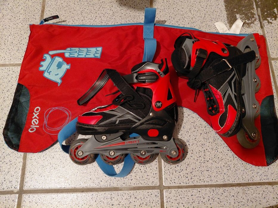 Patins em Linha Infantis Oxelo Ajustáveis (Tam. 33 ao 36) + Bolsa Original