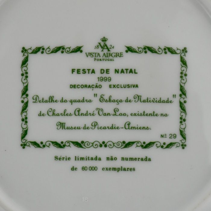 Prato de Natal, porcelana Vista Alegre, ano 1999