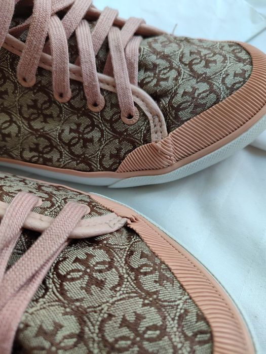 Кеди кросівки рожеві лого високі взуття  гес гесс Guess
