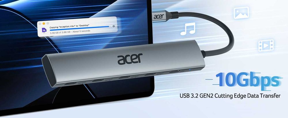 Hub USB-C Acer de 10 Gbps